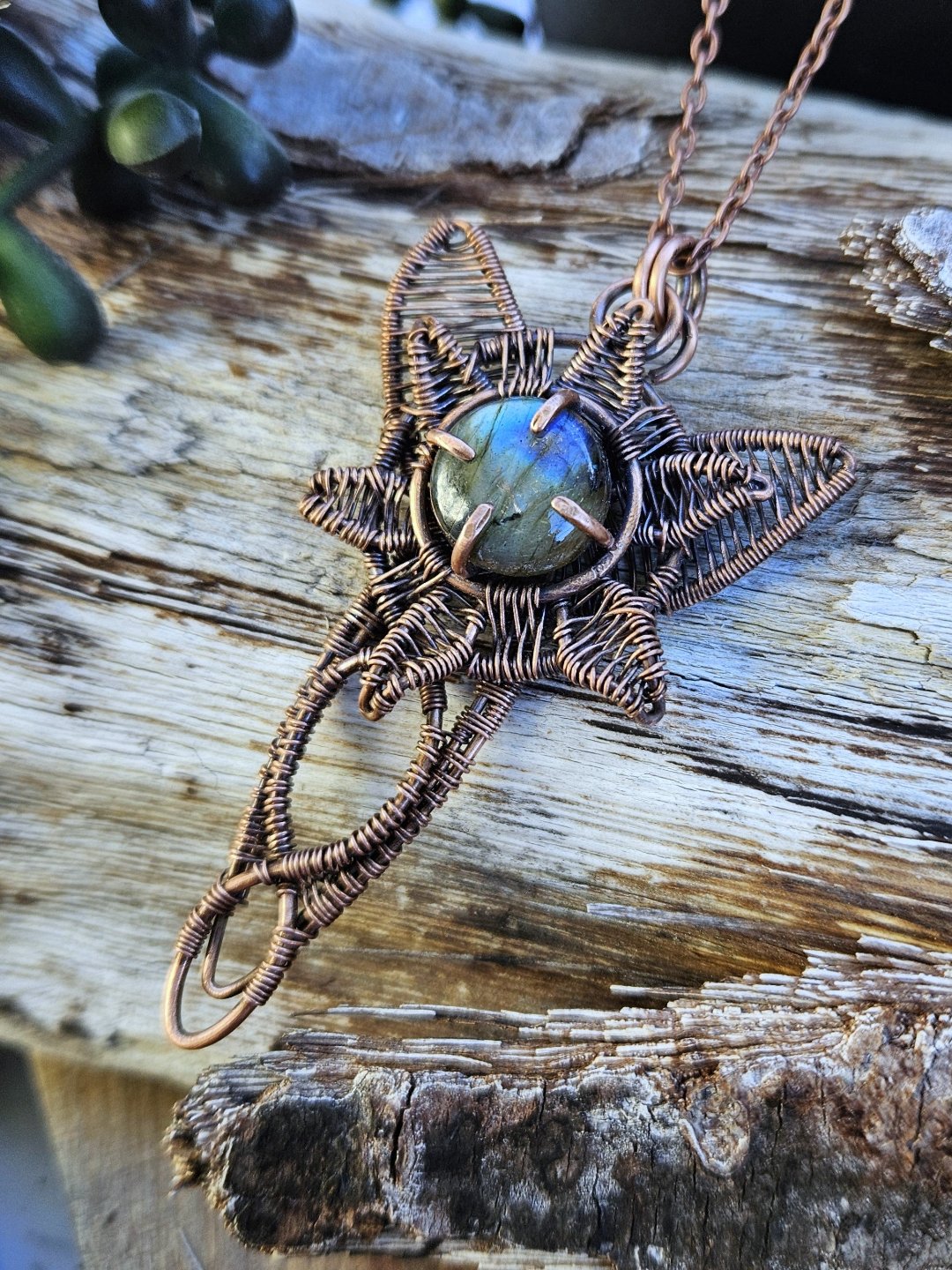 Labradorite and Copper 'Dwarven Star' Necklace