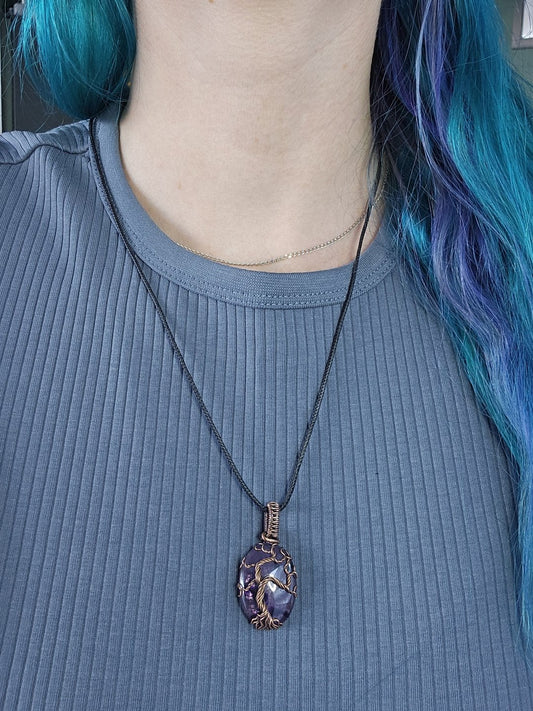 Amethyst and Copper Tree Necklace