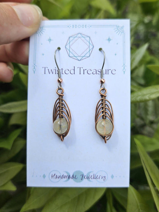 Feather Earrings - Citrine