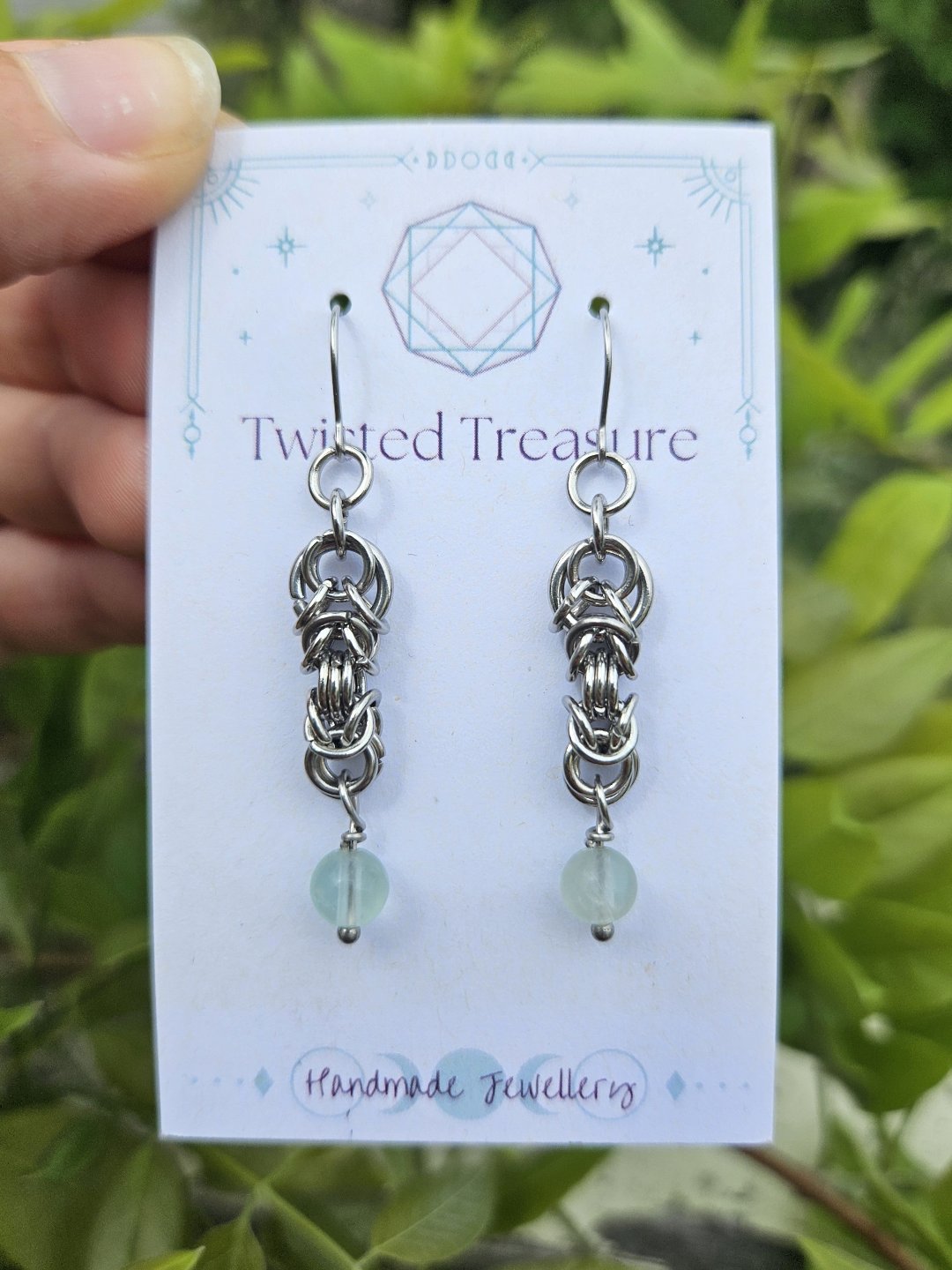 Chainmail Earrings - Fluorite