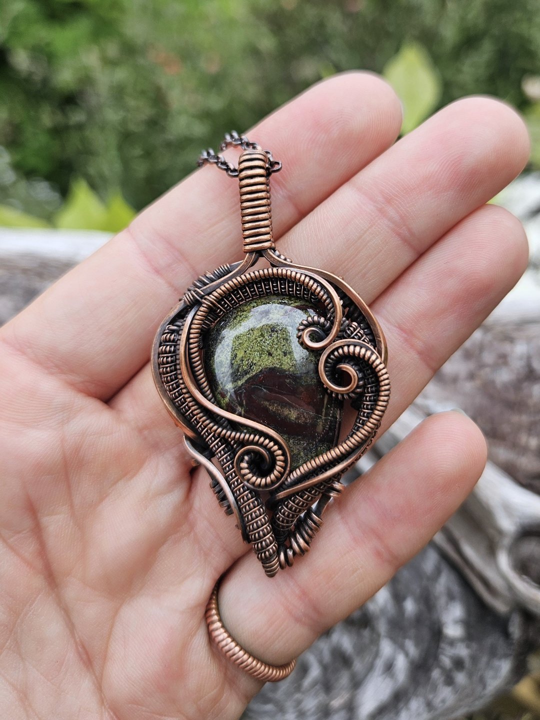 Dragon Blood Jasper and Copper Necklace