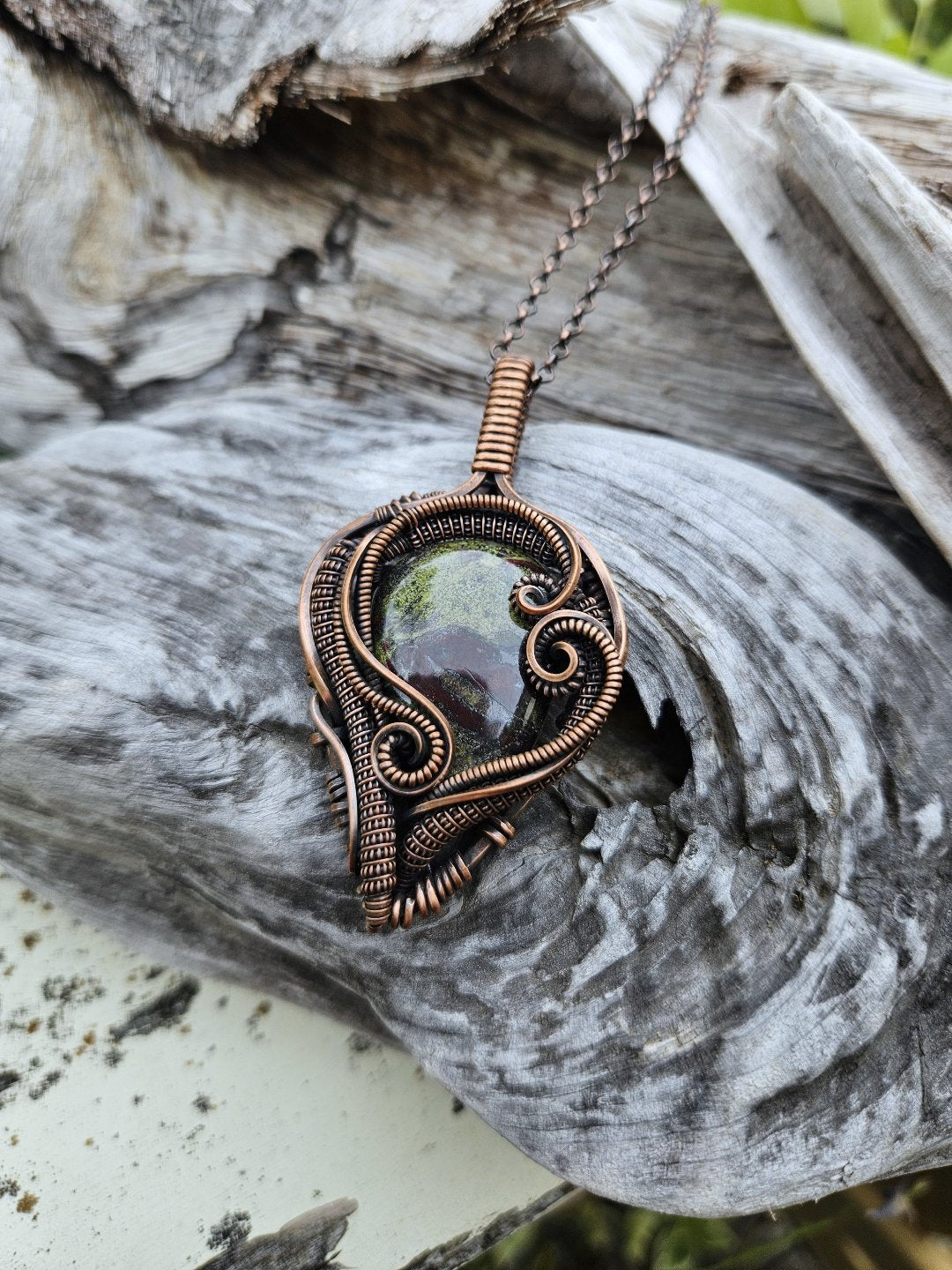 Dragon Blood Jasper and Copper Necklace