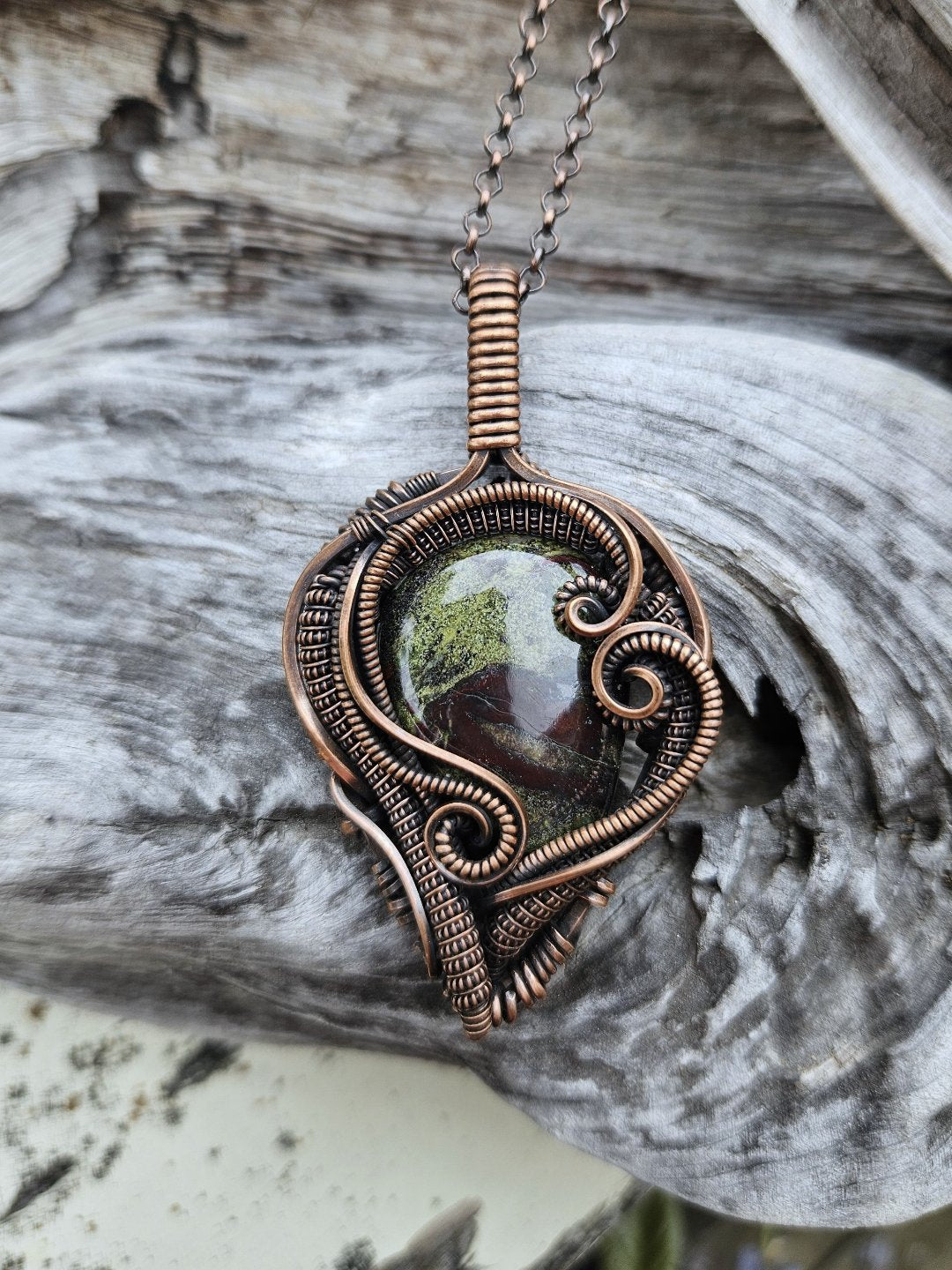 Dragon Blood Jasper and Copper Necklace