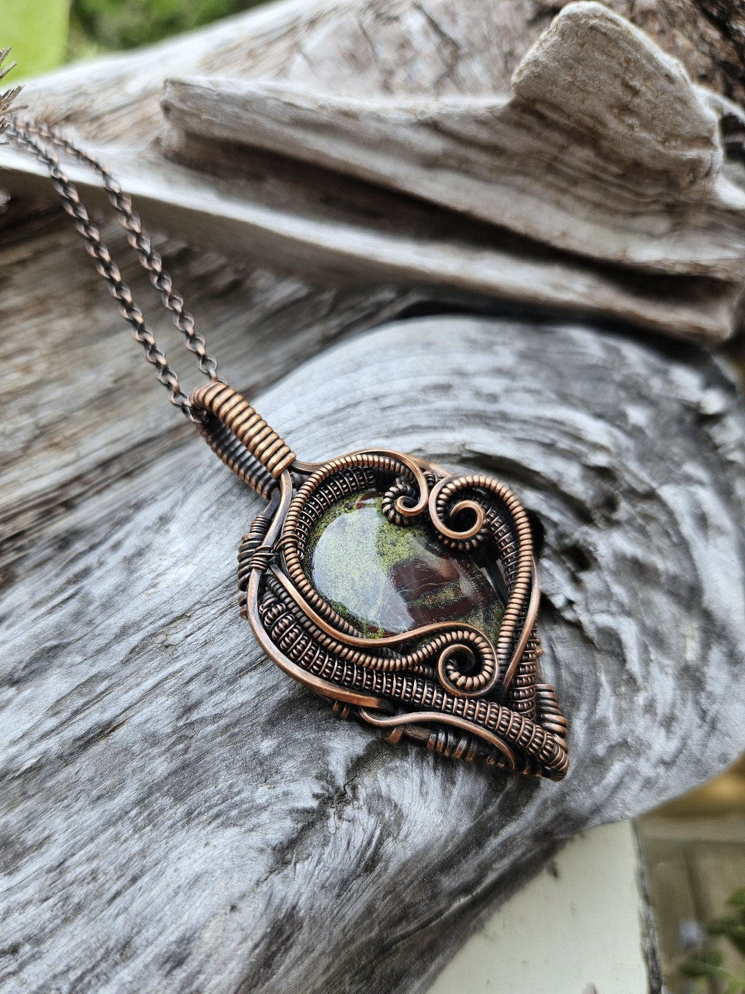 Dragon Blood Jasper and Copper Necklace