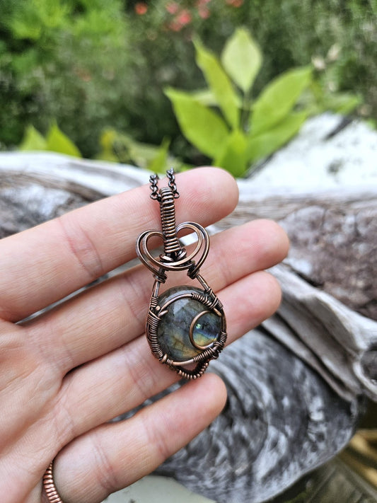 Labradorite and Copper Moon Necklace