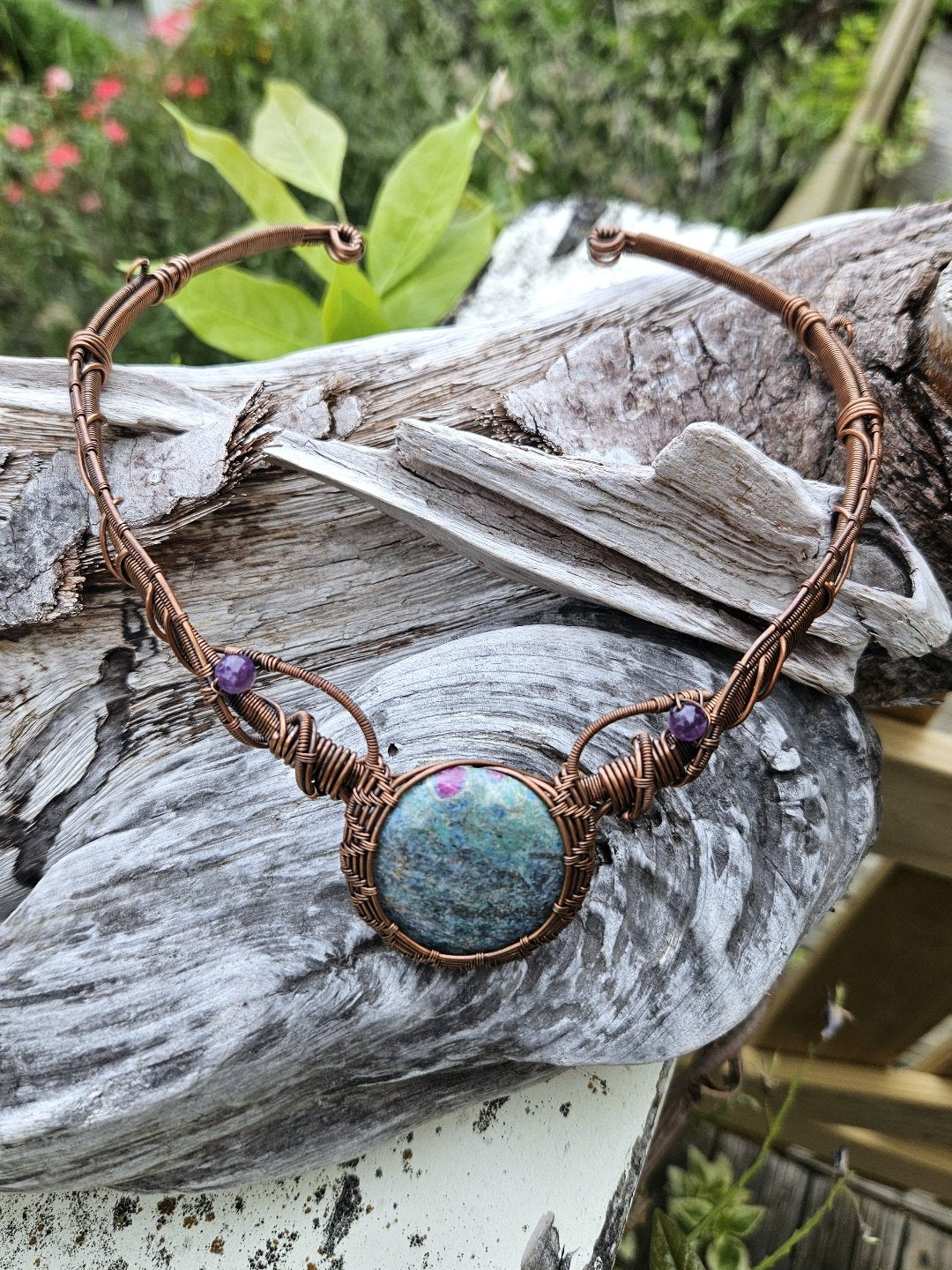 Ruby Fuchsite and Copper Collar