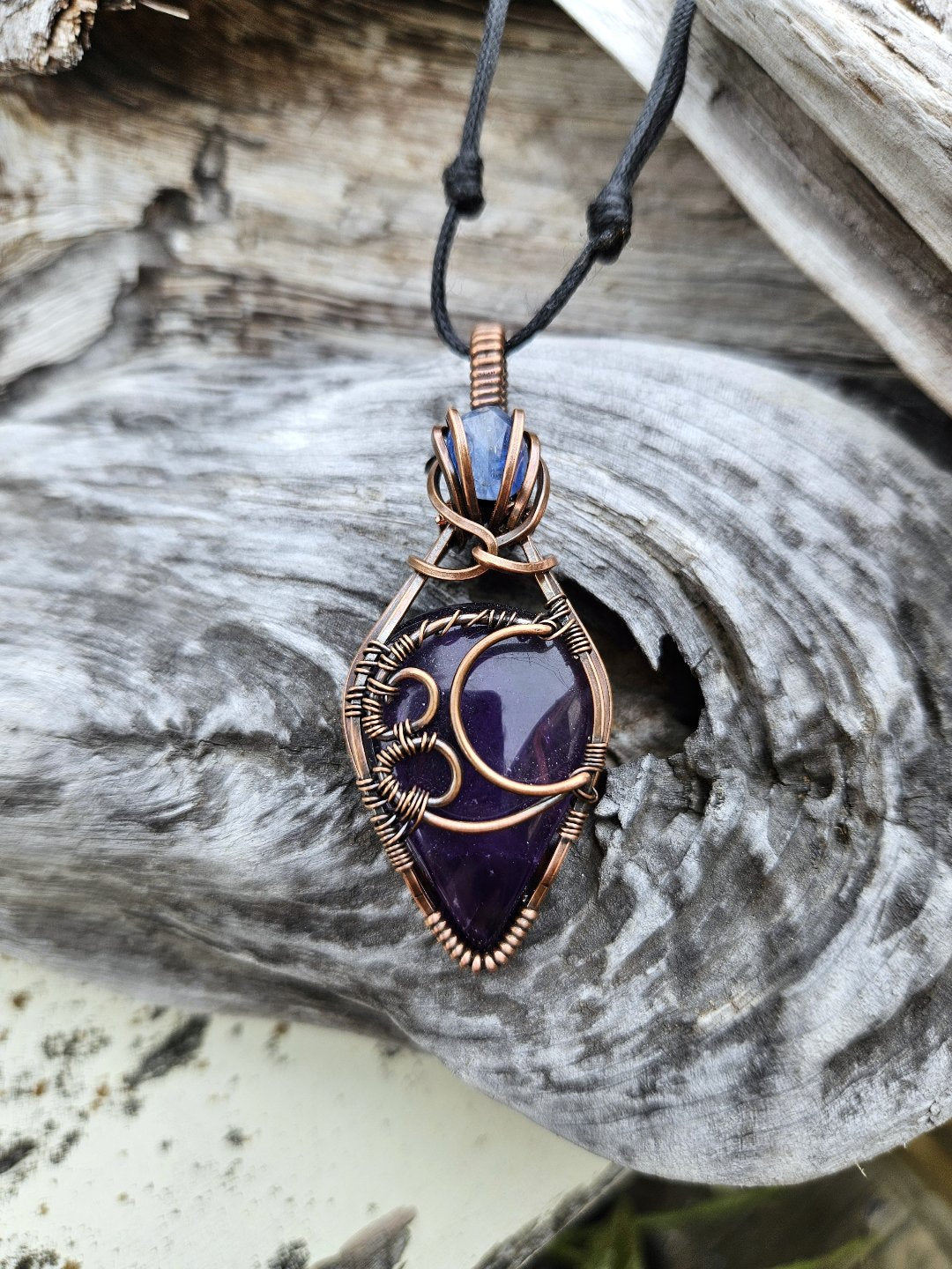 Amethyst, Kyanite and Copper Necklace