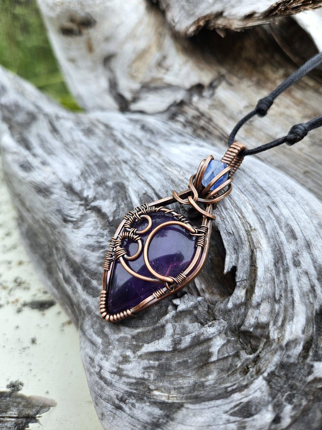 Amethyst, Kyanite and Copper Necklace