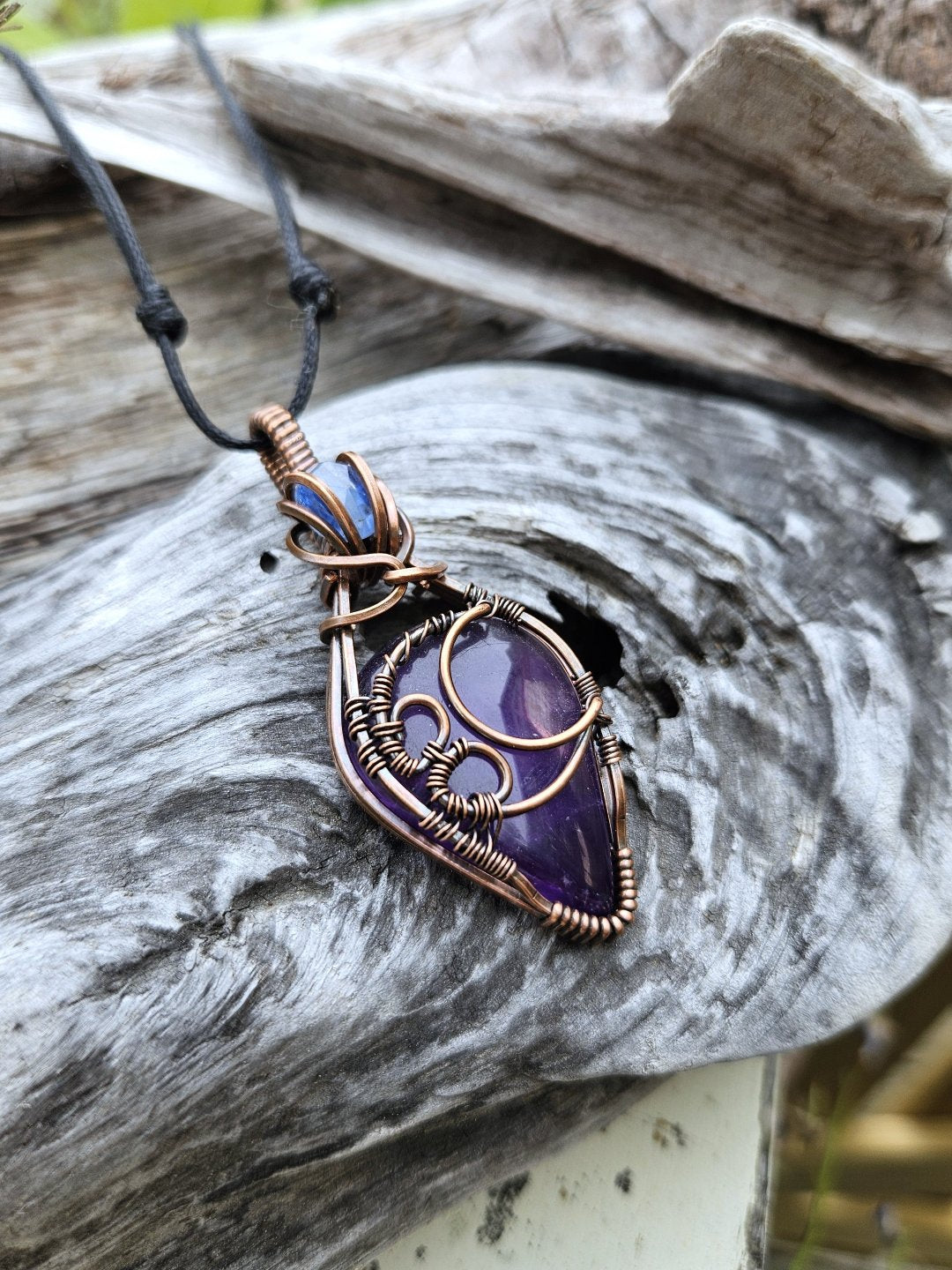 Amethyst, Kyanite and Copper Necklace