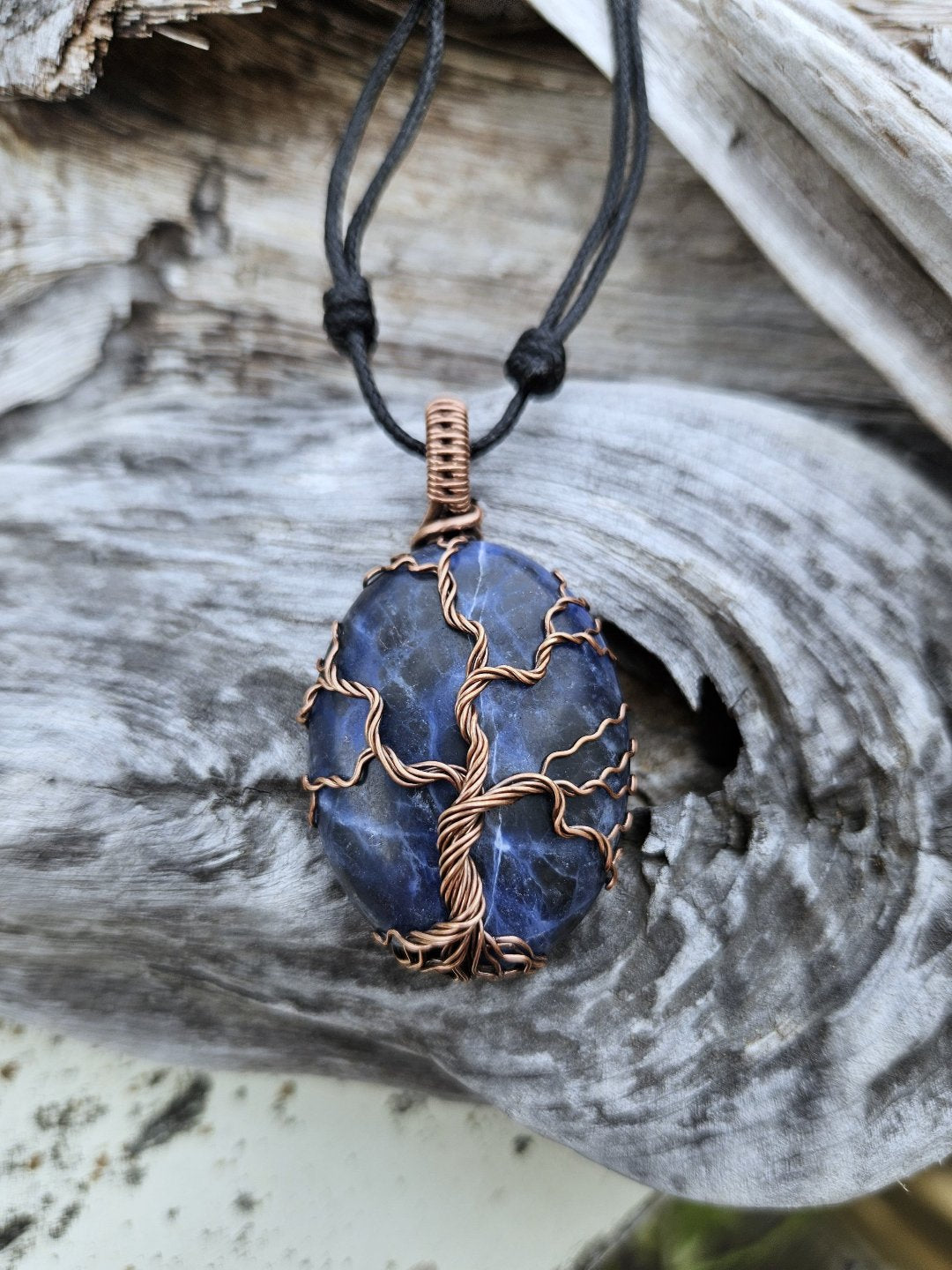 Sodalite and Copper Tree Necklace