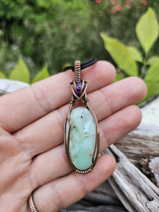 Chrysoprase and Copper Necklace