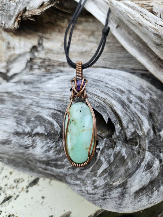 Chrysoprase and Copper Necklace