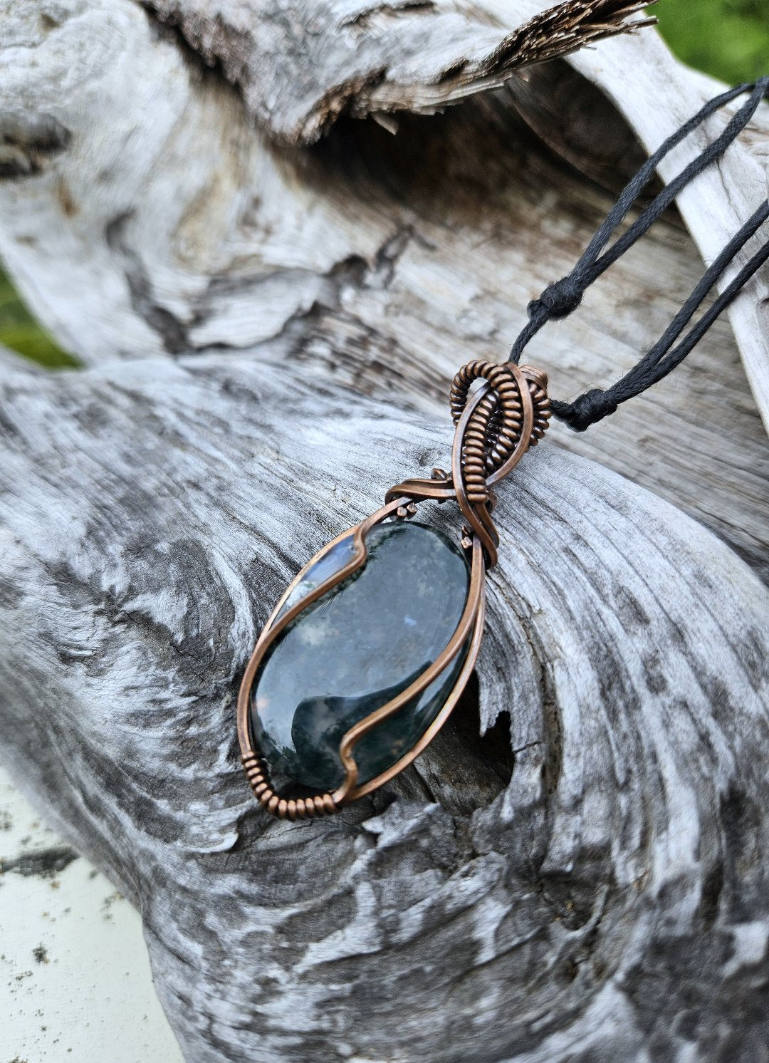 Moss Agate and Copper Necklace