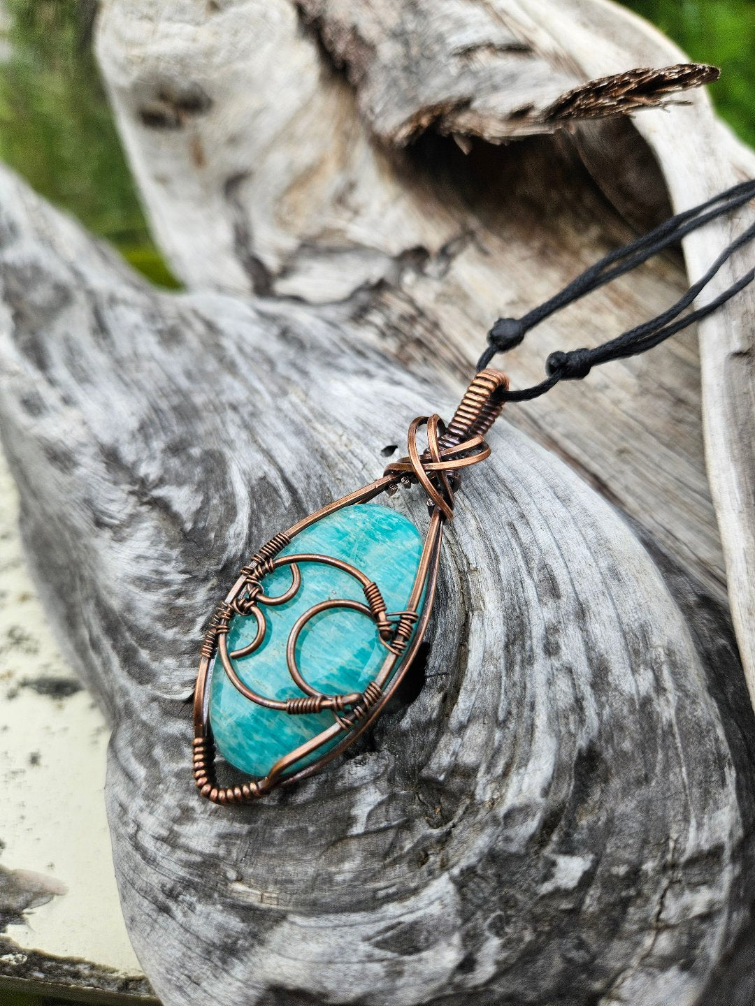 Amazonite and Copper Moon Necklace