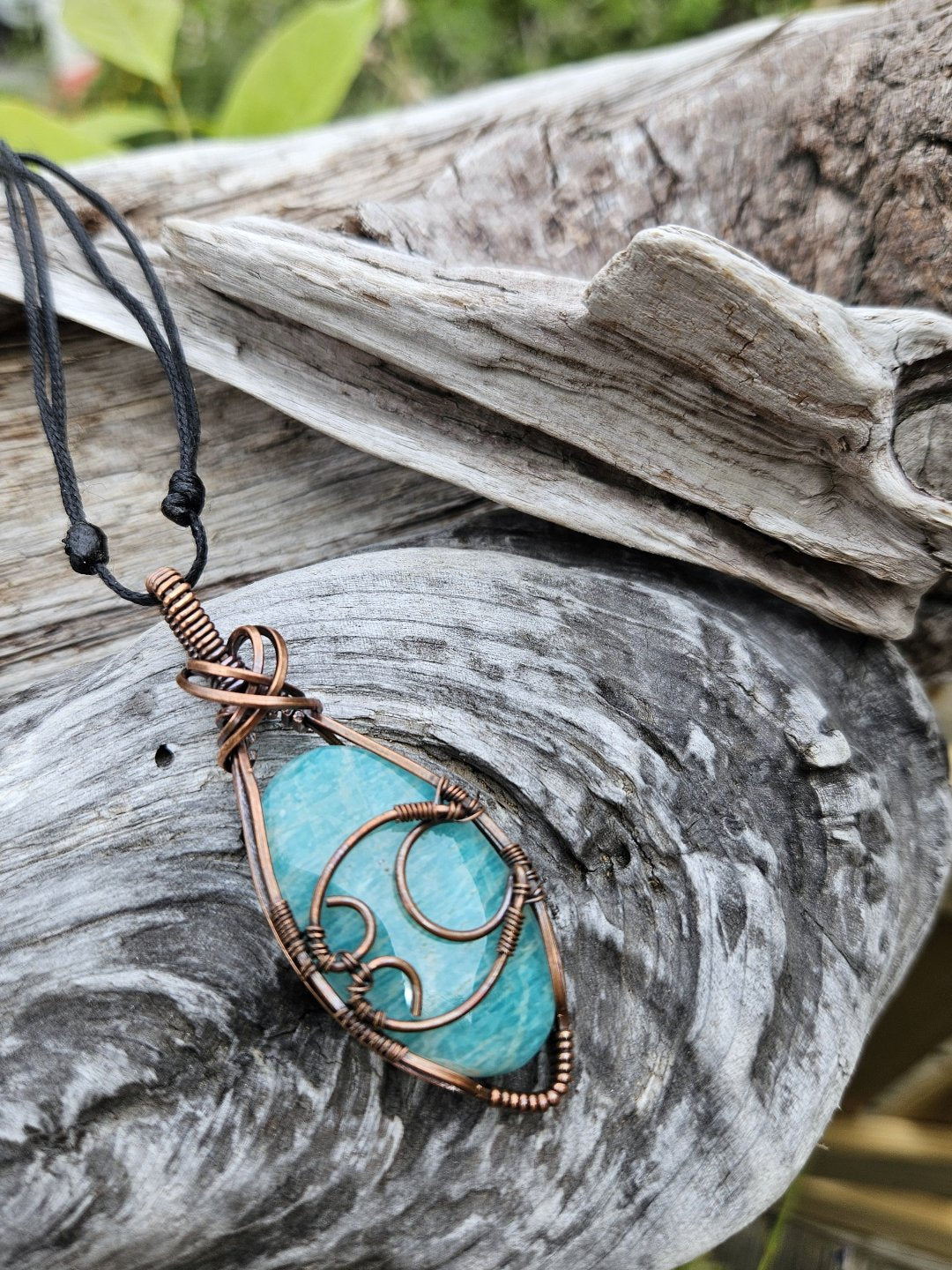 Amazonite and Copper Moon Necklace