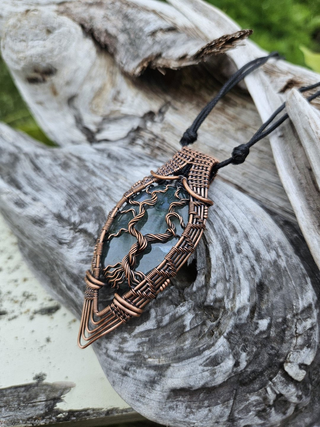 Moss Agate and Copper Necklace