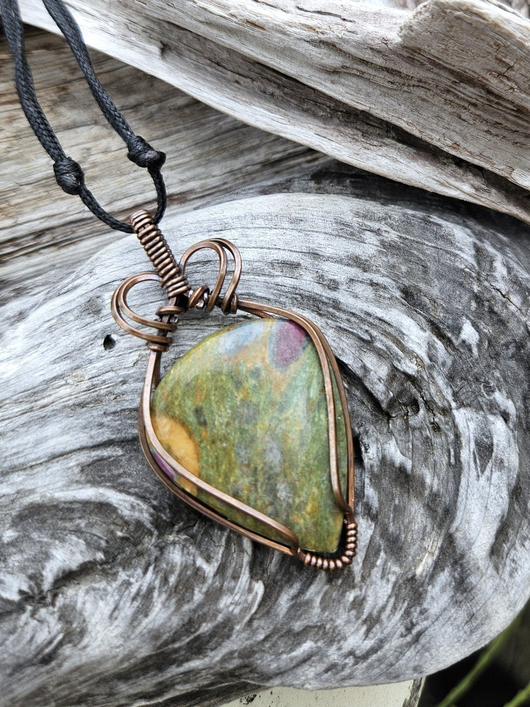 Ruby Fuchsite and Copper Necklace