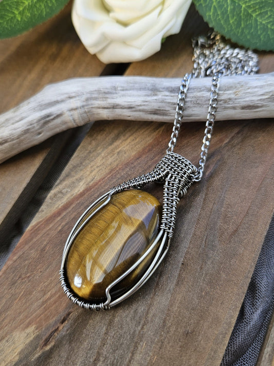 Tiger's Eye and Silver Necklace