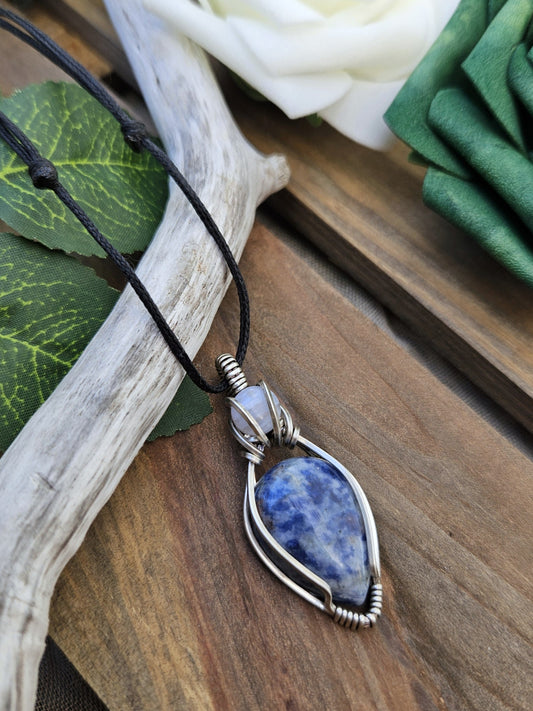 Sodalite, Blue Lace Agate and Silver Necklace