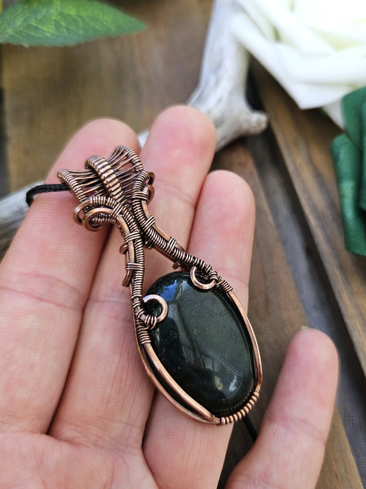Moss Agate and Copper Necklace