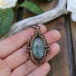 Aquamarine and Copper Shield Necklace