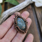 Aquamarine and Copper Shield Necklace
