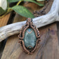 Aquamarine and Copper Shield Necklace