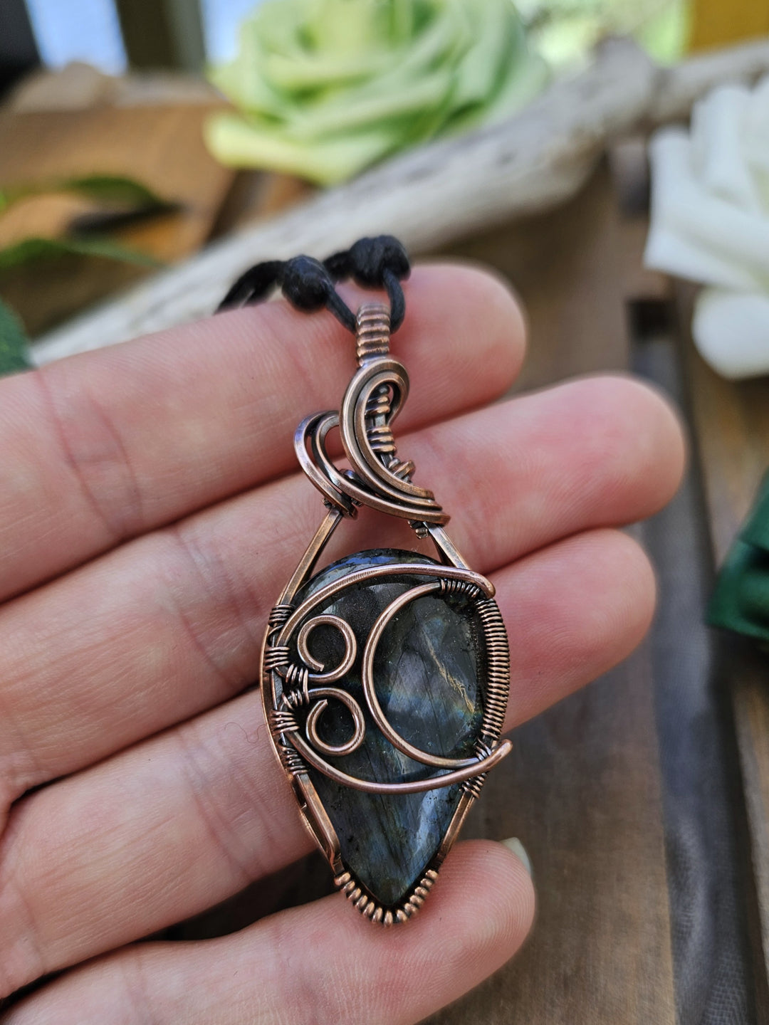 Labradorite and Copper Moon Necklace