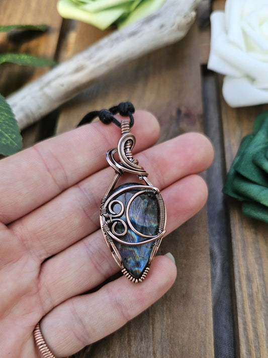 Labradorite and Copper Moon Necklace