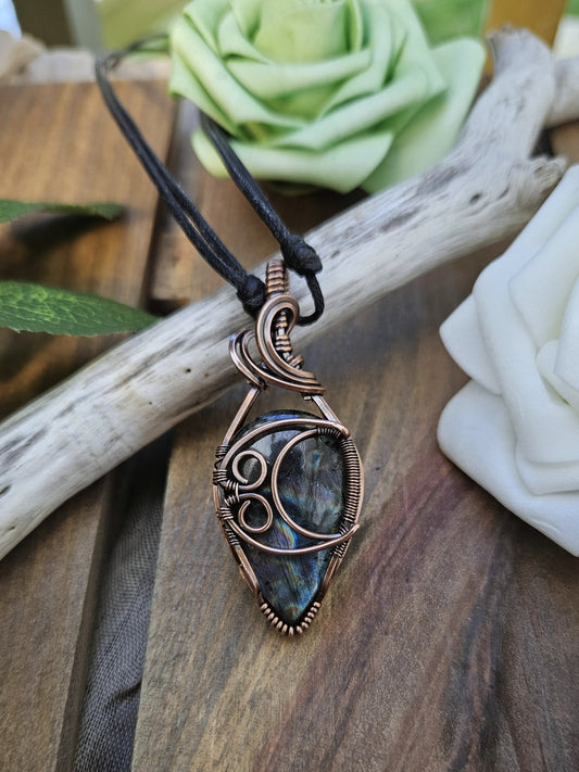 Labradorite and Copper Moon Necklace