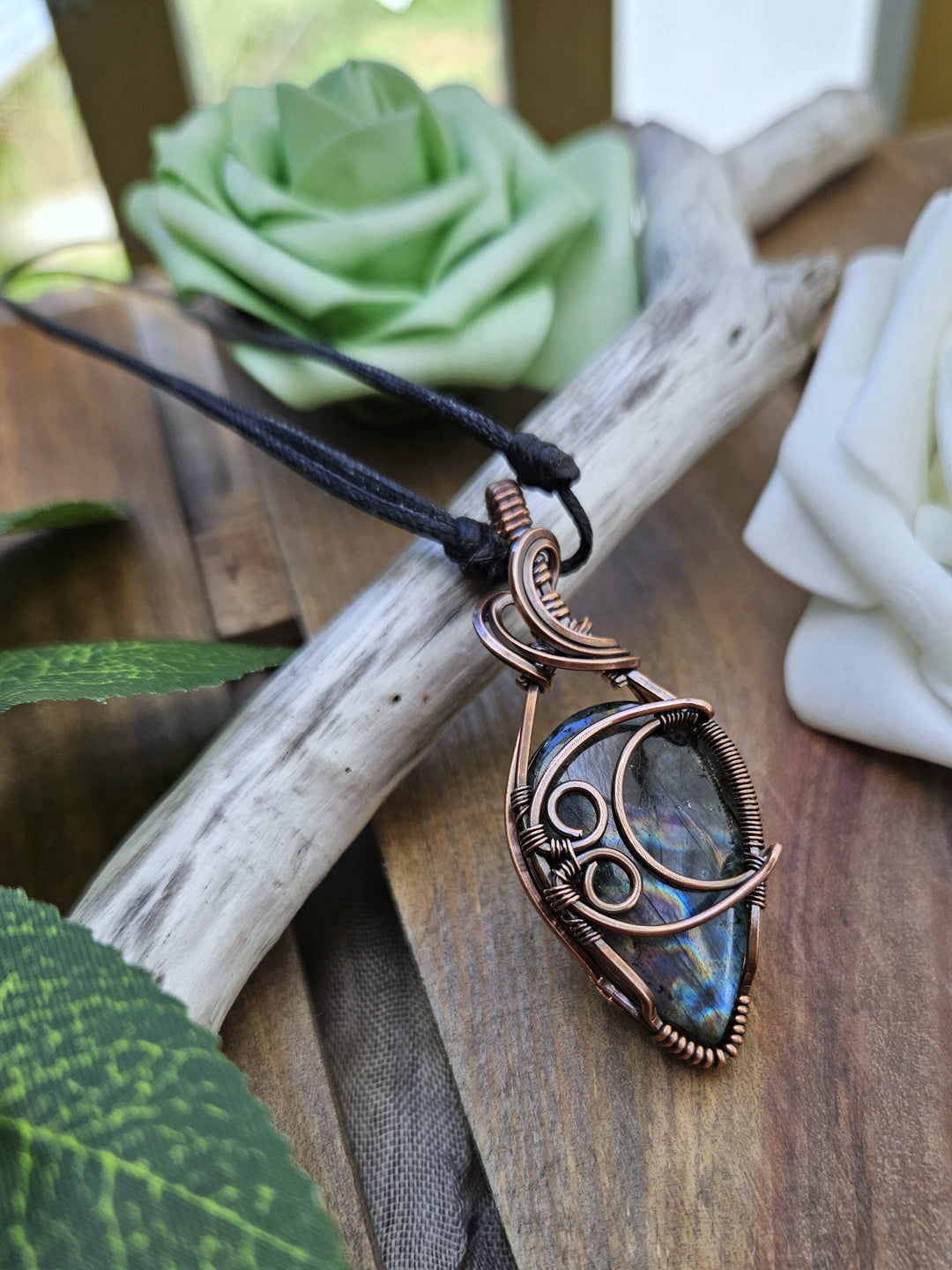 Labradorite and Copper Moon Necklace