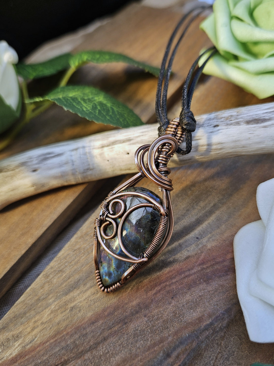 Labradorite and Copper Moon Necklace