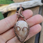 Flower Agate and Copper Heart Necklace