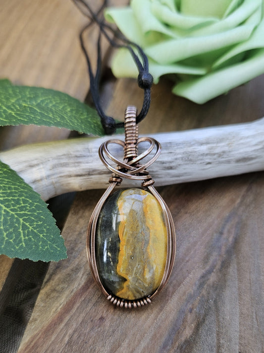 Bumblebee Jasper and Copper Necklace