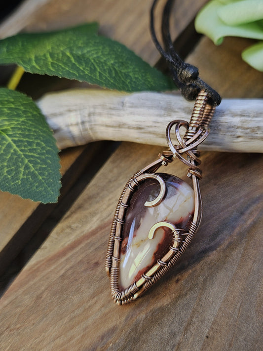 Mookaite and Copper Heart Necklace