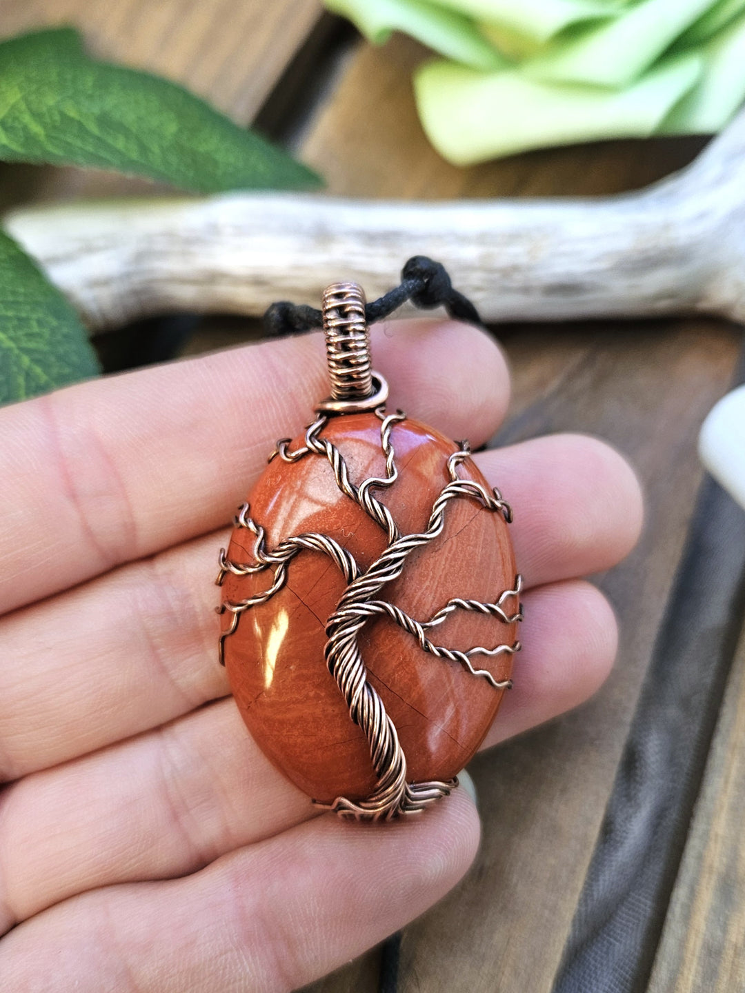 Red Jasper and Copper Tree of Life Necklace