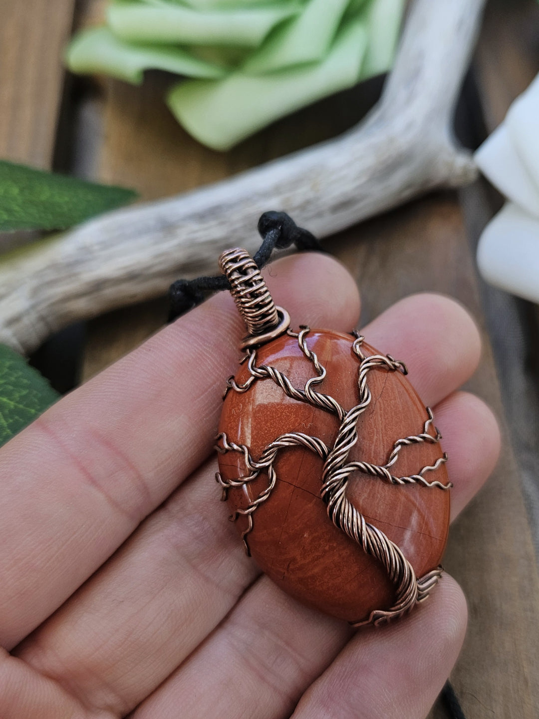 Red Jasper and Copper Tree of Life Necklace