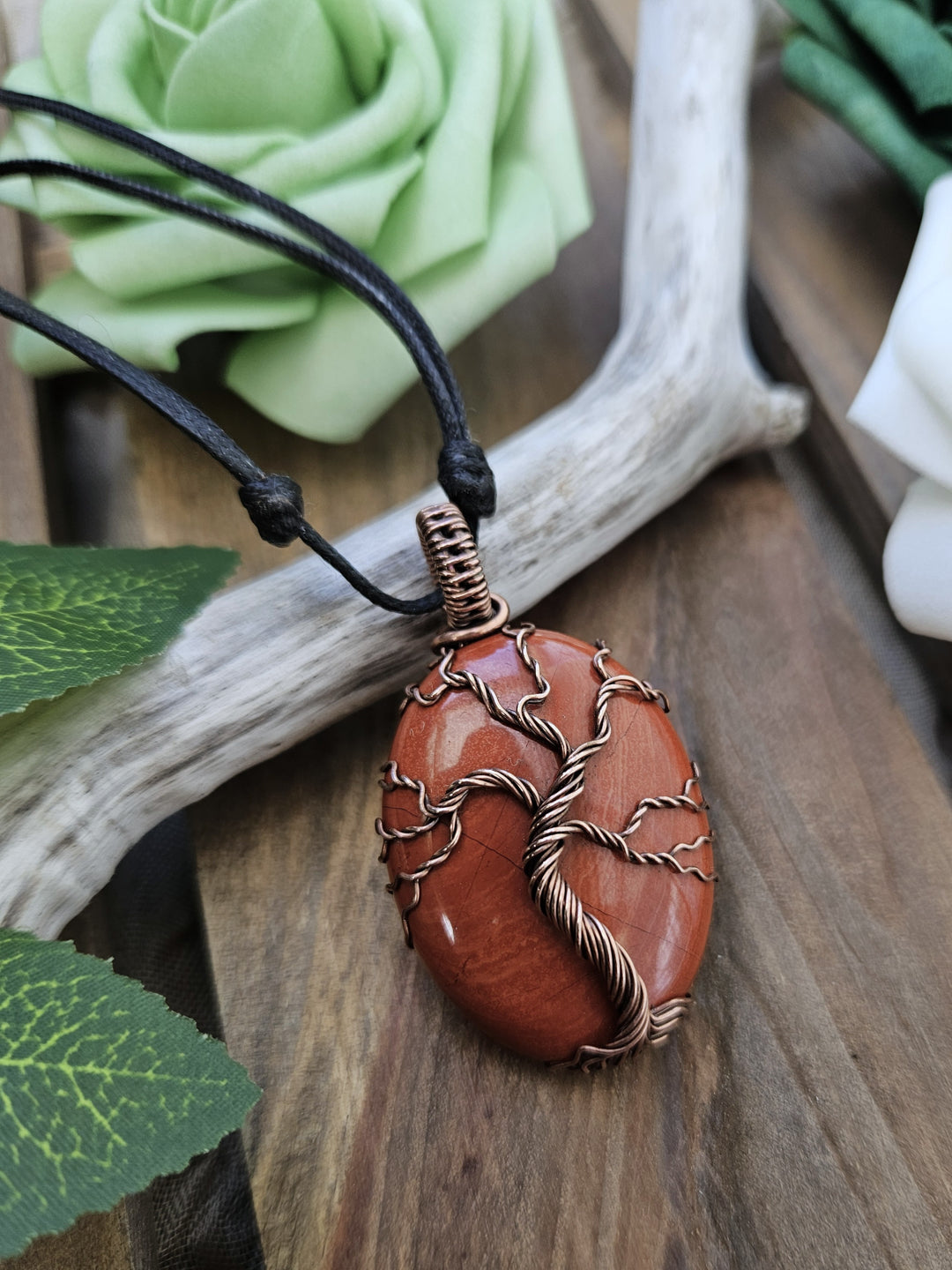 Red Jasper and Copper Tree of Life Necklace
