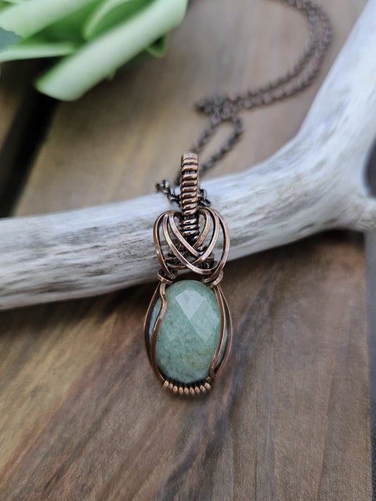 Green Aventurine and Copper Necklace