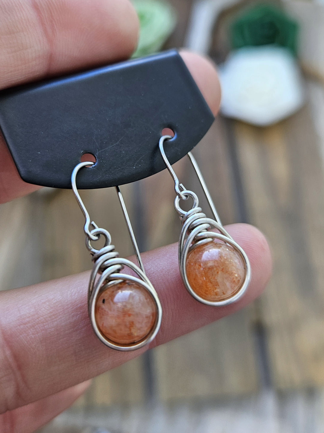 Silver 'Dew Drop' Earrings - Sunstone