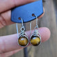 Silver 'Dew Drop' Earrings - Tigers Eye