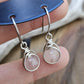 Silver 'Dew Drop' Earrings - Rose Quartz