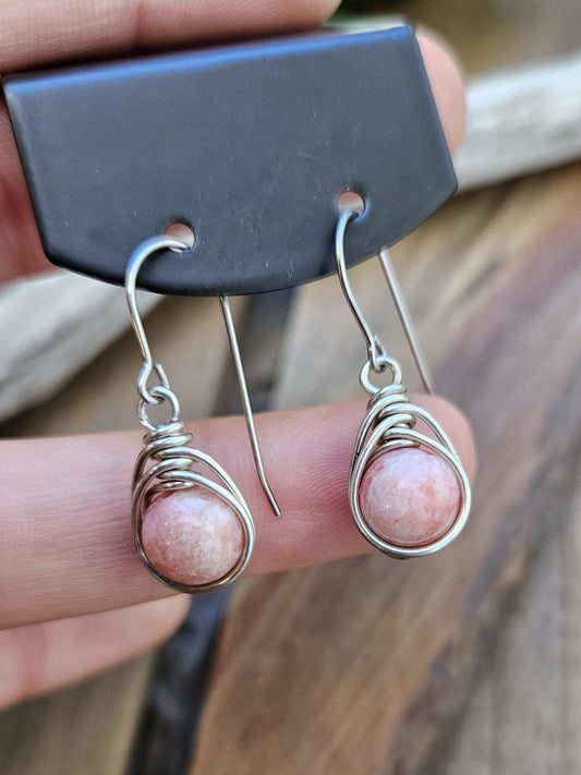 Silver 'Dew Drop' Earrings - Thulite