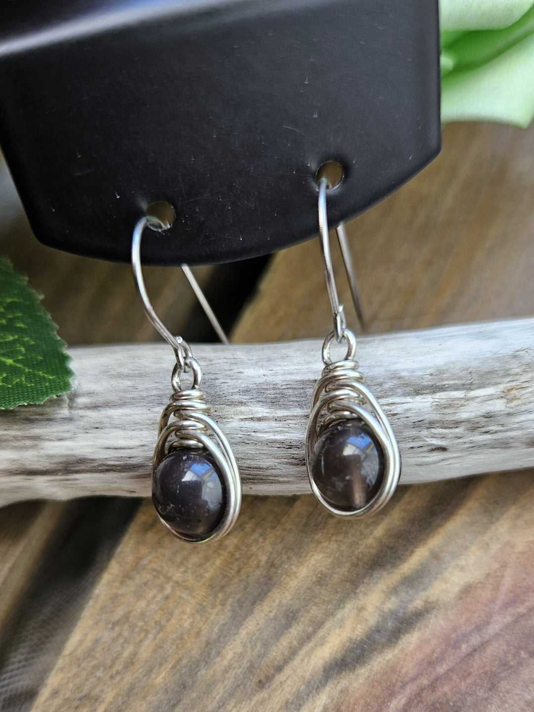 Silver 'Dew Drop' Earrings - Tektite