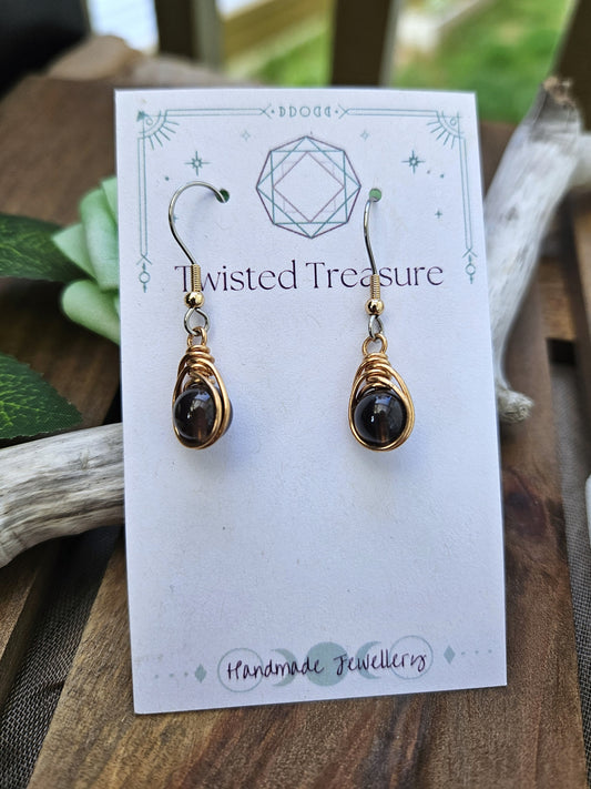 Bronze 'Dew Drop' Earrings - Tektite