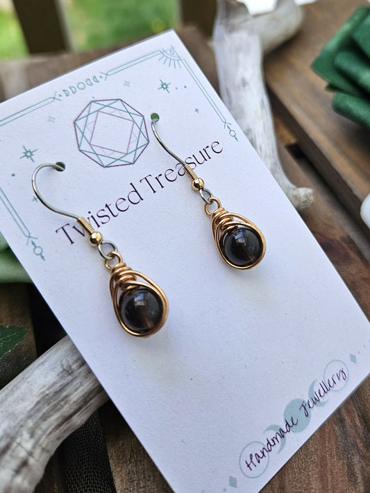 Bronze 'Dew Drop' Earrings - Tektite