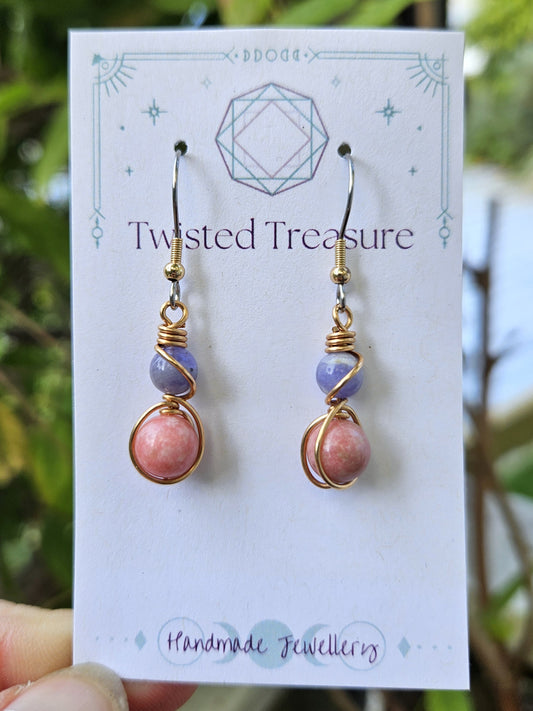 Bronze 'Alchemy' Earrings - Tanzanite & Thulite