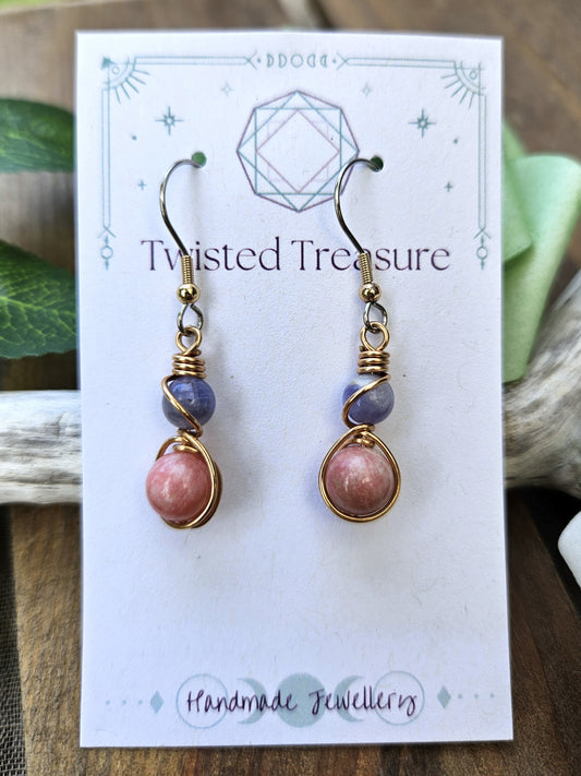 Bronze 'Alchemy' Earrings - Tanzanite & Thulite