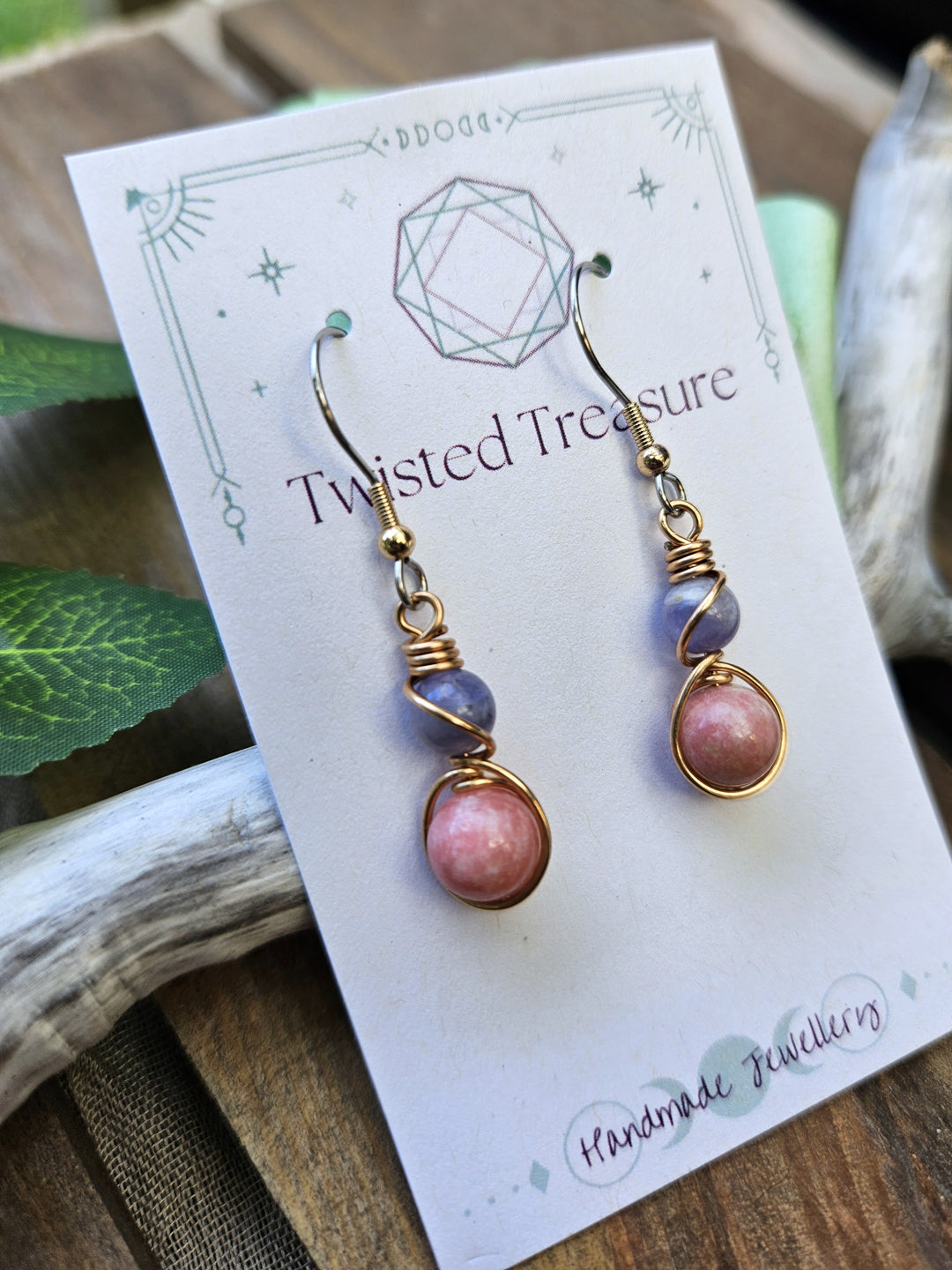 Bronze 'Alchemy' Earrings - Tanzanite & Thulite
