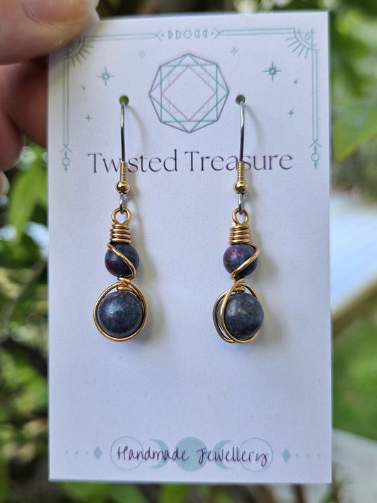 Bronze 'Alchemy' Earrings - Ruby Kyanite